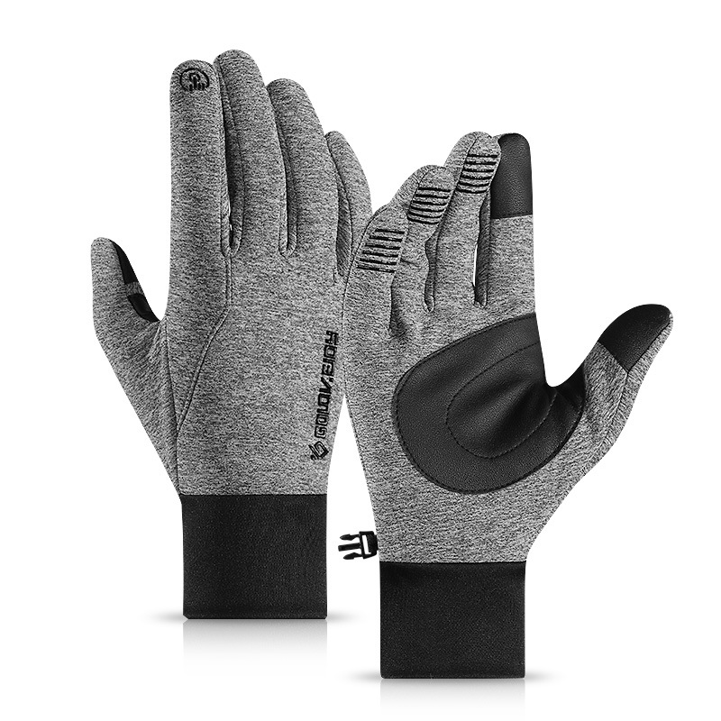 Men's Outdoor Sports Simple Chic Touch Screen Plus Velvet Warm Riding Motorcycle Gloves
