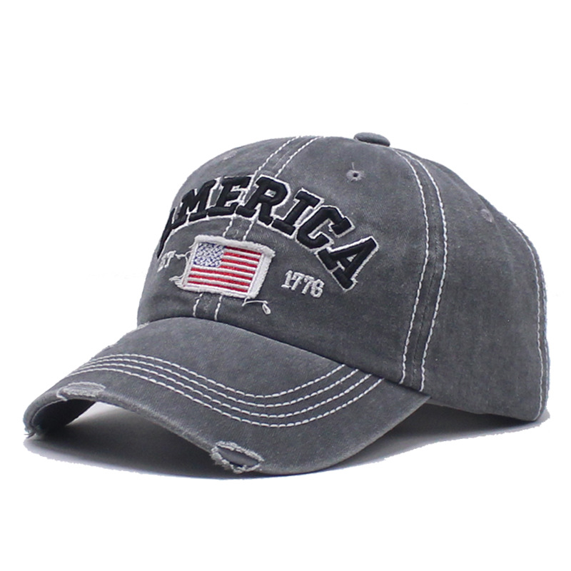 Men's Women's American Flag Chic Embroidered Washed Retro Cap