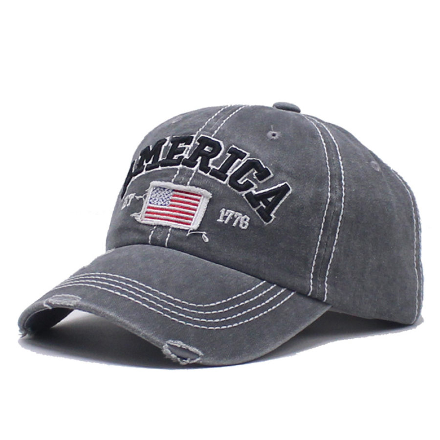 

Gestickte Verwaschene Retro-Kappe Mit Amerikanischer Flagge Für Herren Und Damen