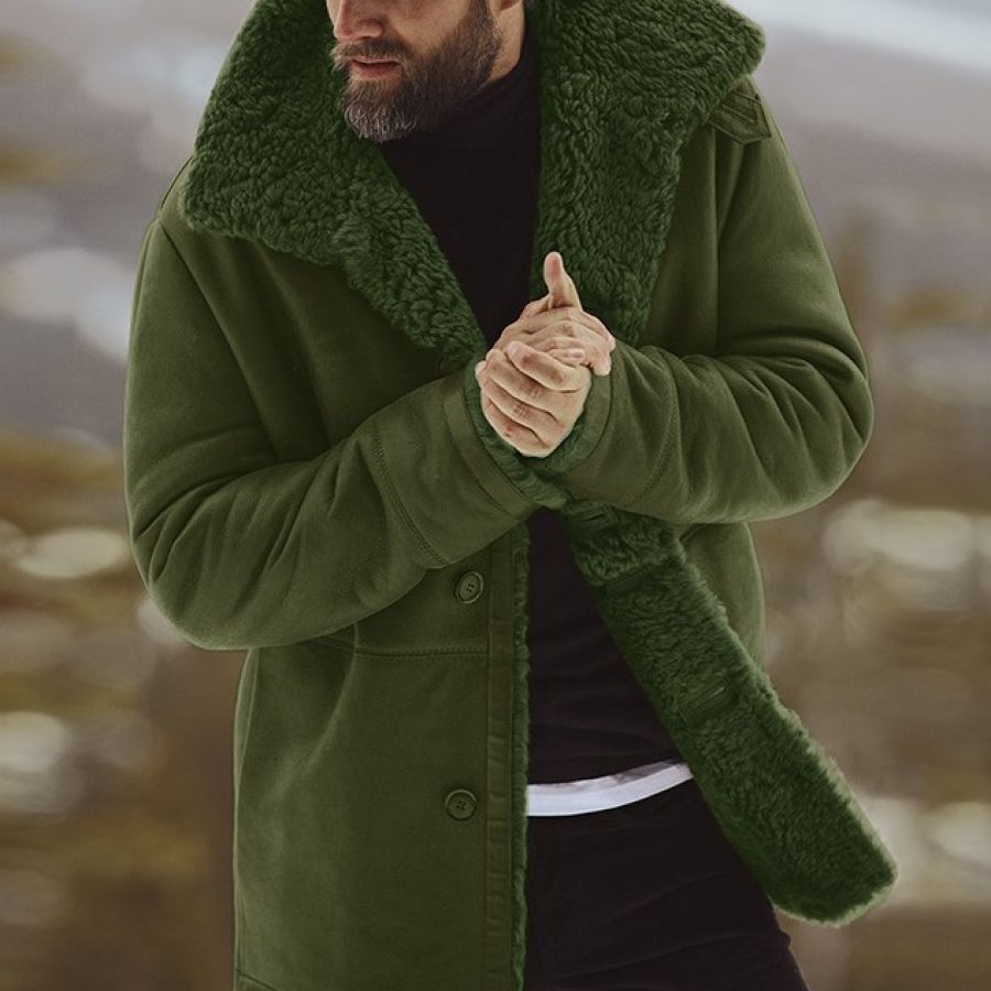 

Мужское теплое пальто из плотной шерсти ягненка