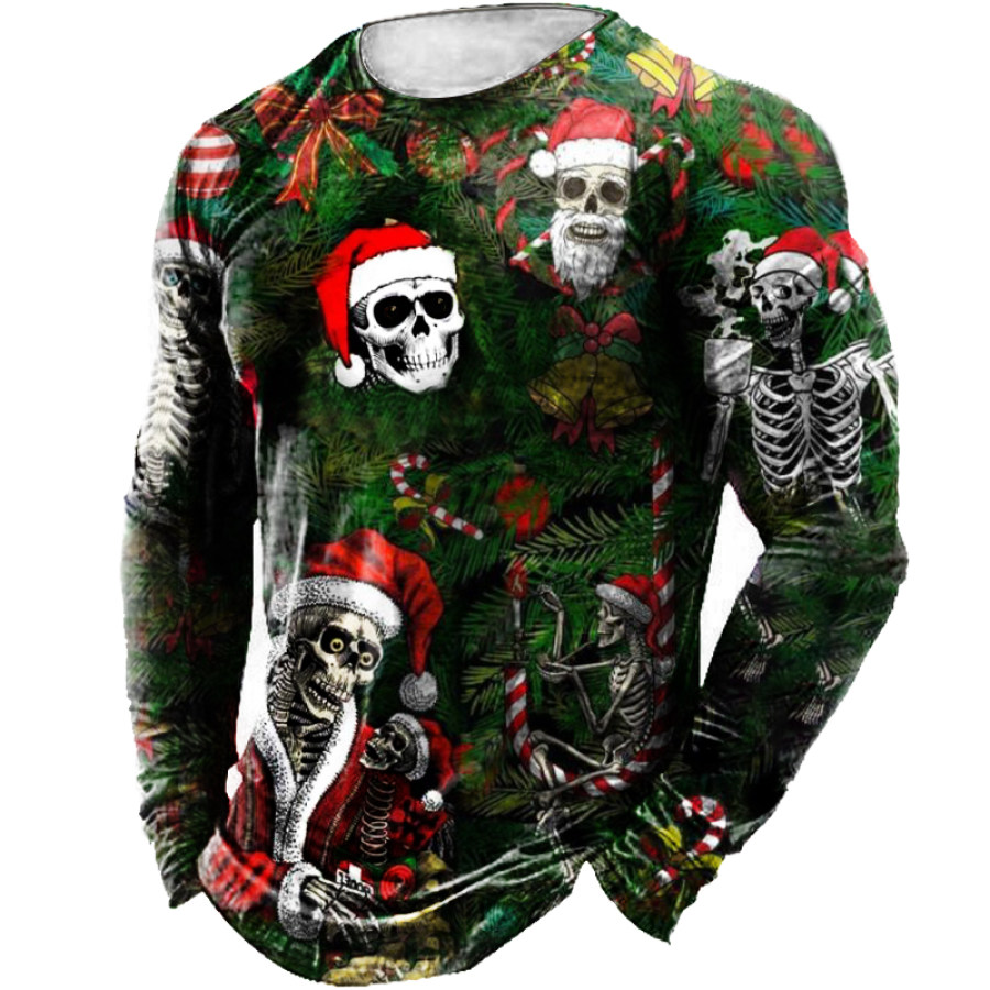

Men's Christmas Skull Fun Print T-Shirt
