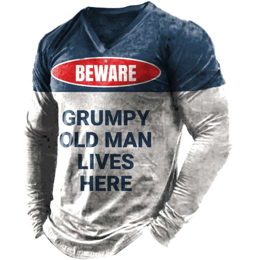 

Beware Grumpy Old Man Lives Here Men's Casual T Shirt