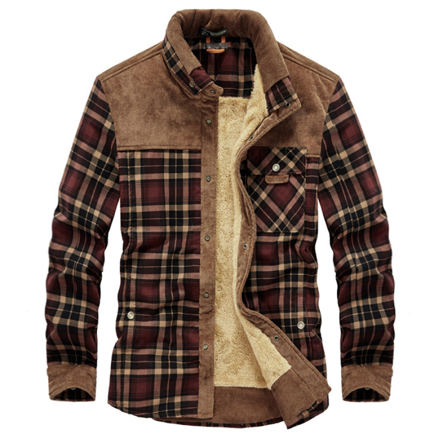 

Men's Outdoor Checkered Plus Velvet Padded Warm Jacket