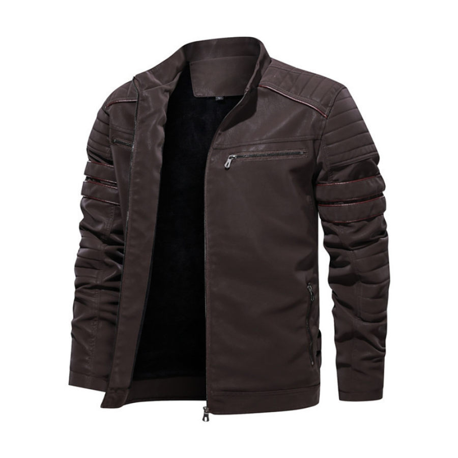 

Men's PU Brushed Suede Leather Motorcycle Jacket