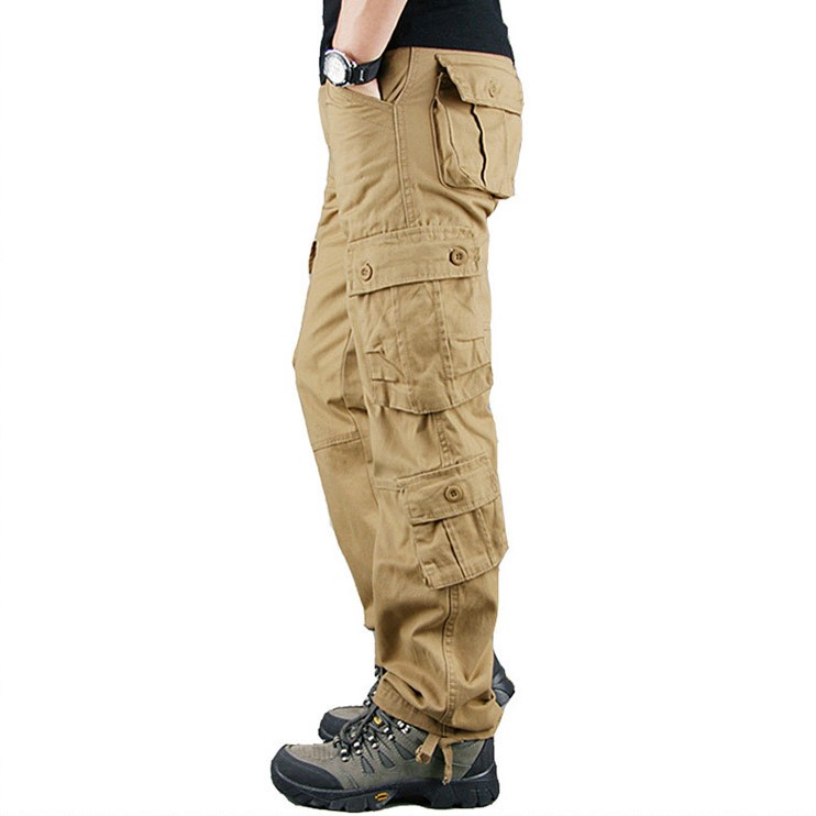 Men's Drawstring Hem Multi-pocket Chic Tactical Pants