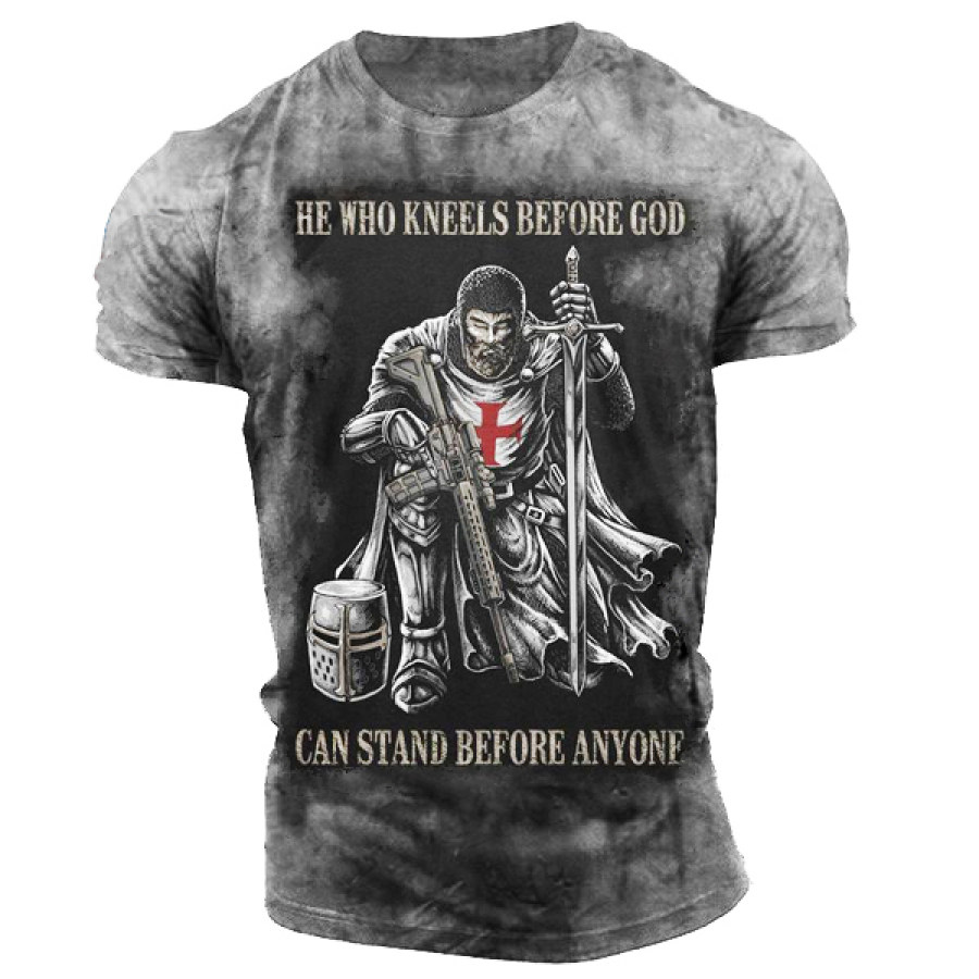 

He Who Kneels Before God Can Stand Before Anyone Men's Retro T-shirt