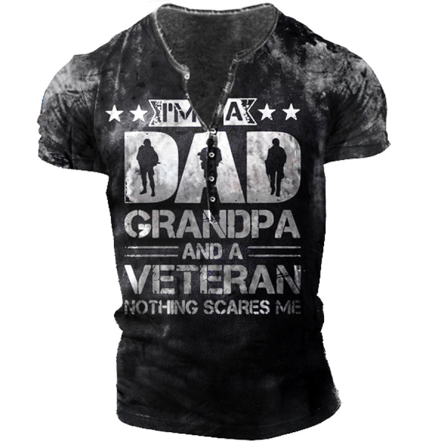 

I'm A Dad Grandpa And A Veteran Nothing Scares Me Men's Retro T-Shirt