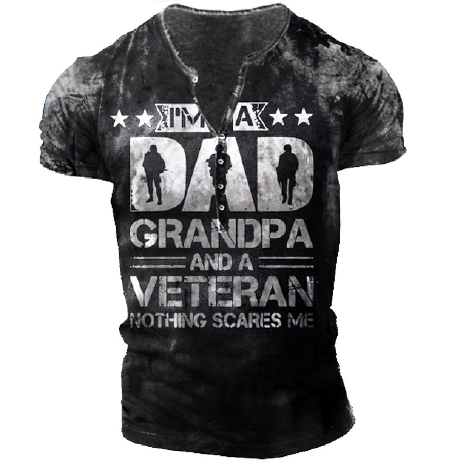 

Мужская футболка в стиле ретро I'm A Dad Grandpa And A Veteran Nothing Scares Me