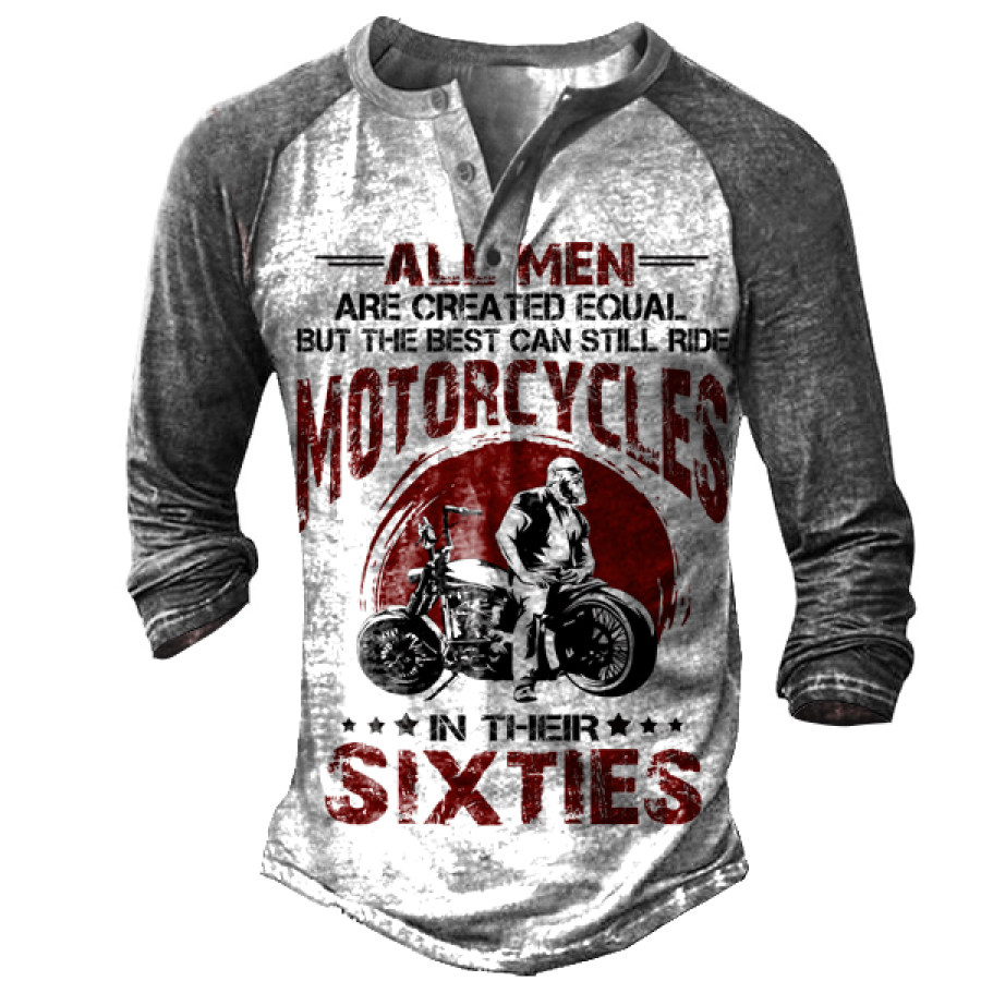 

All Men Are Created Equal Motorcycle Lovers Men's Henley Button Shirt