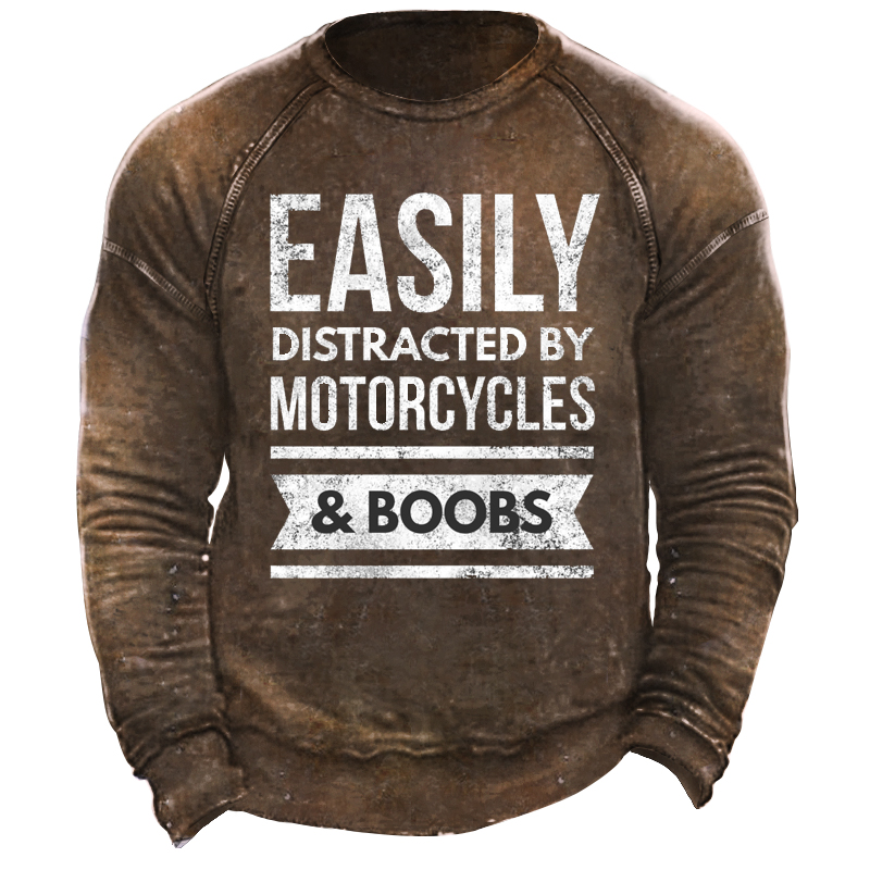 Motorcycles Funny Rally Biker Chic Shirt Motocross & Road Men's Retro Sweatshirt