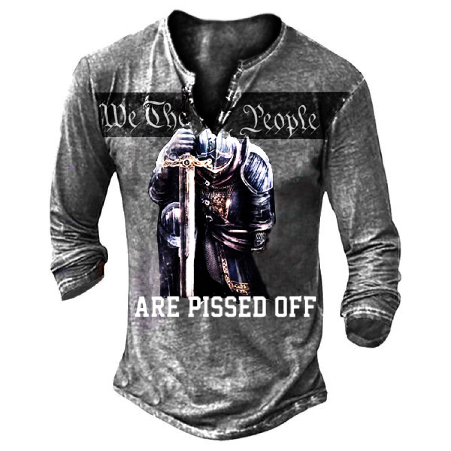 

We The People Are Pissed Off Vintage Henley Button Long Sleeve Shirt