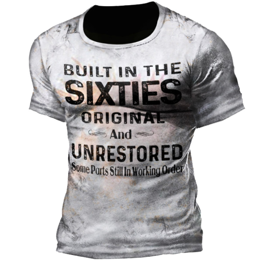 

Mens Built In The Sixties Unrestored Motorcy Printed Retro Short Sleeve T-shirt