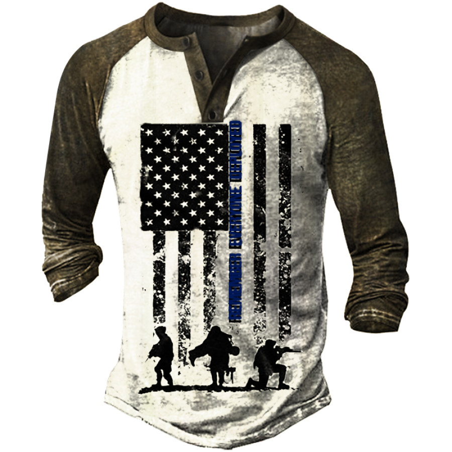 

Remember Everyone Deployed. Men's Vintage Henley Shirt