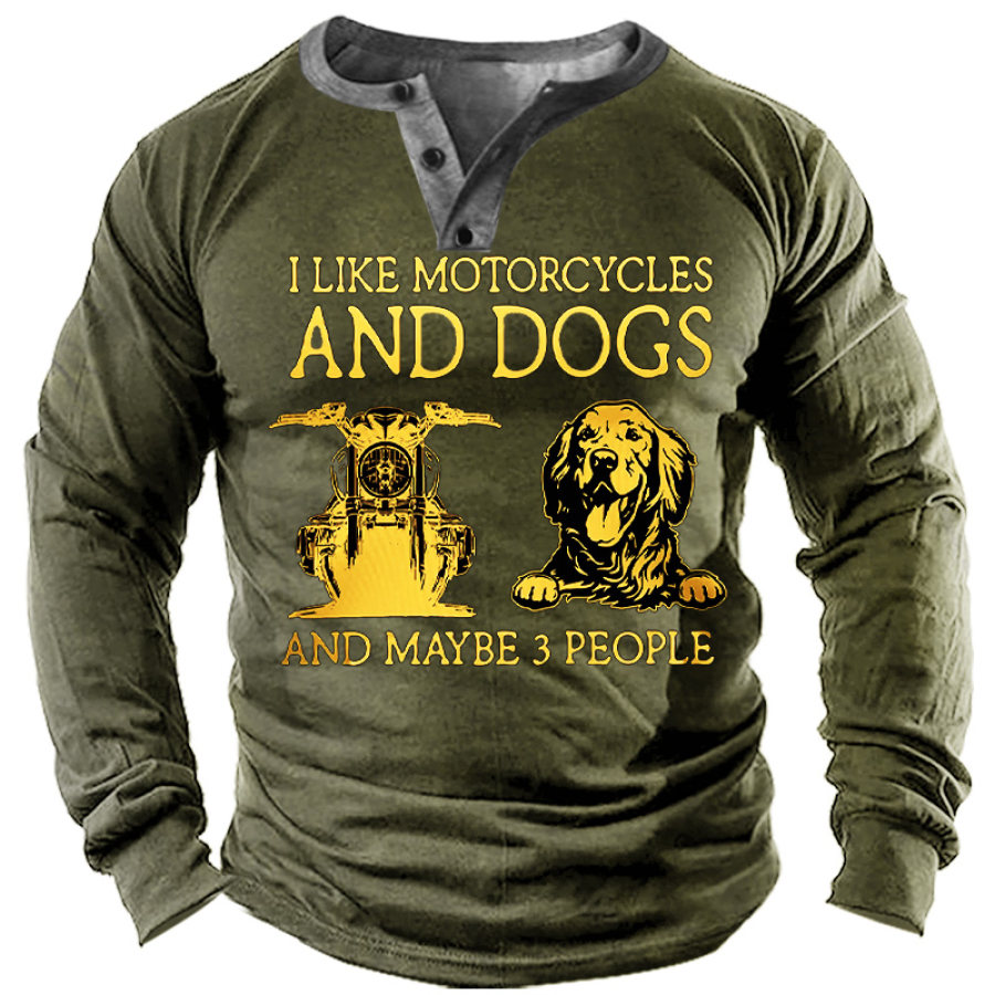 

Love Dogs And Motorcycles. Men's Henry Shirt
