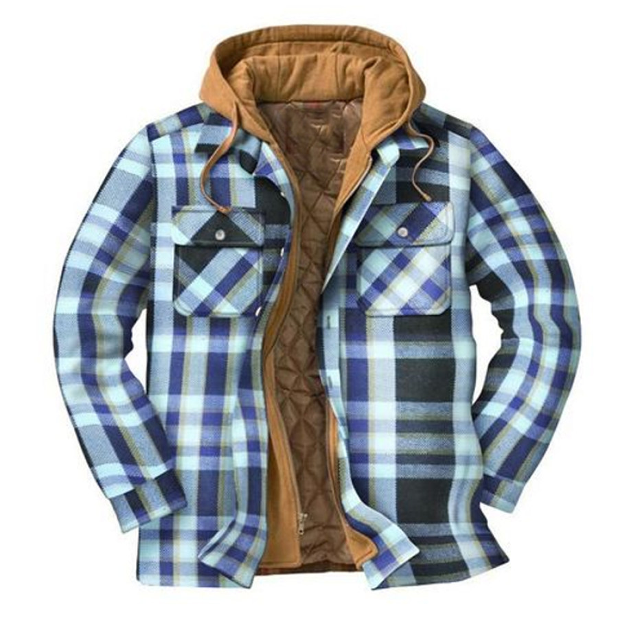 

Mens Winter Plaid Thick Casual Jacket