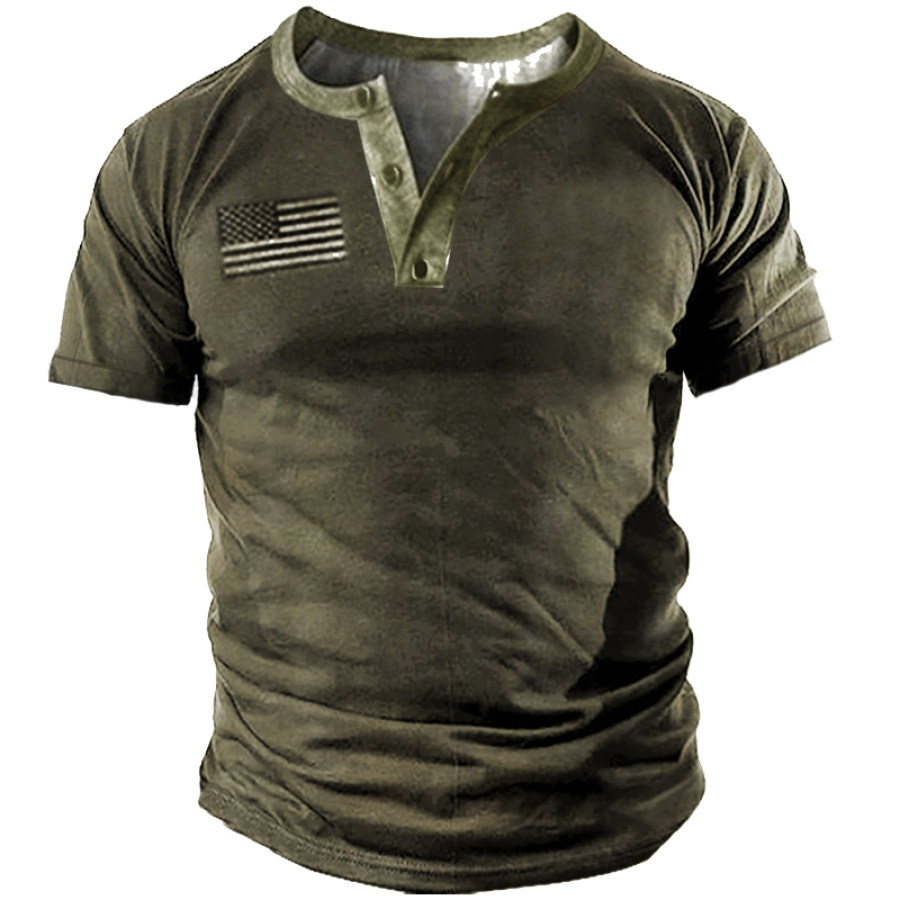 

Men's Outdoor Retro Tactical Short Sleeve Henley Shirt