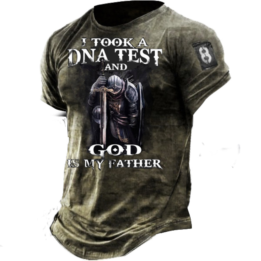 

I Took A DNA Test God Is My Father Templars Men's Retro Short Sleeve T-shirt