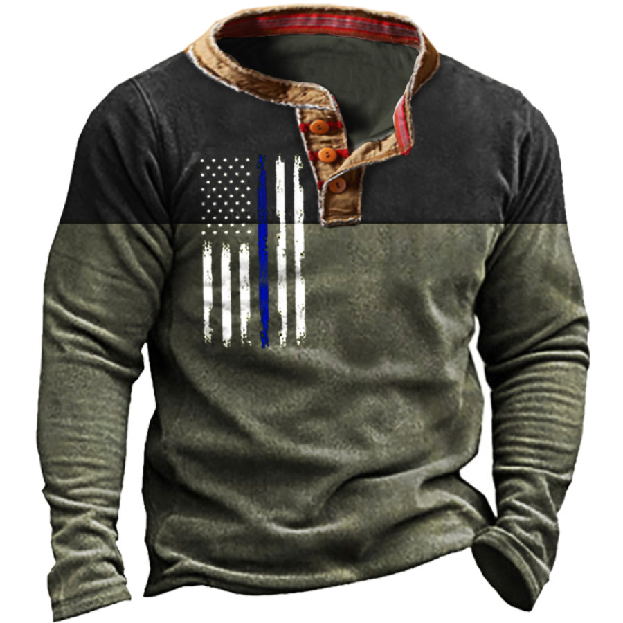 

Men's Outdoor Polar Fleece Comfortable Retro Henley Collar Sweatshirt