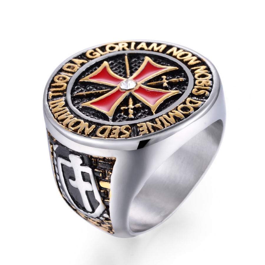 

Templar Cross Men's Domineering Ring Diamond Ring Gift