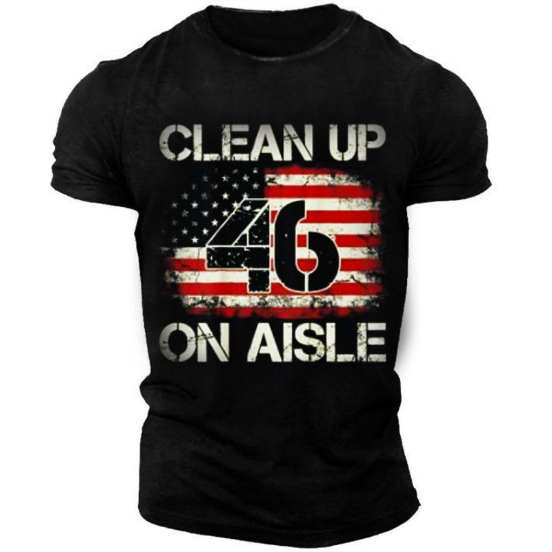 Vintage American Flag Patriotic Chic Clean Up On Aisle 46 Men's T-shirt