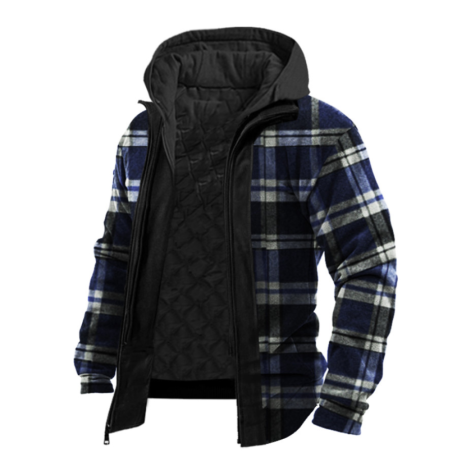 

Checkered Checkerboard Retro Men's Outdoor Warm Fleece Tactics Jacket