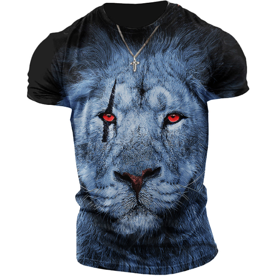 Men's Lion Print Short Sleeved T-shirt