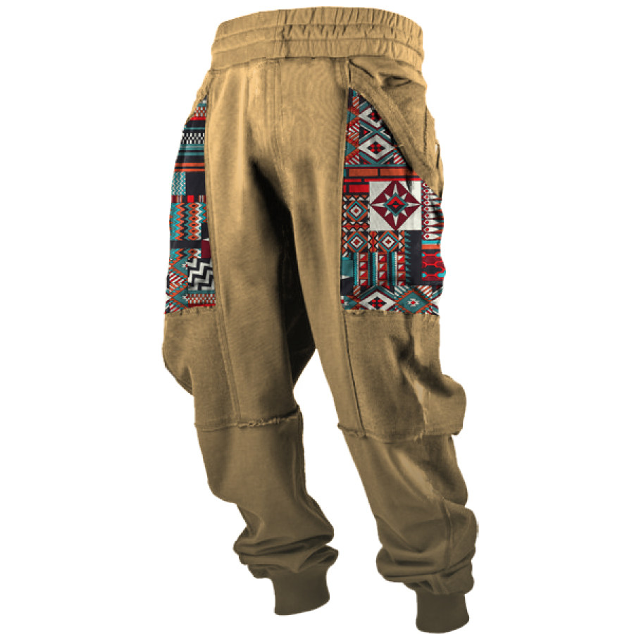 

Men's Outdoor Vintage Western Ethnic Pattern Pocket Casual Pants