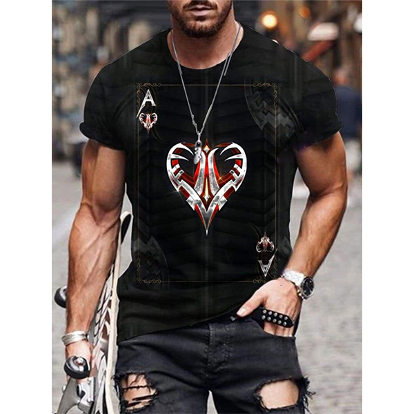 Mens Trendy Ace Of Chic Hearts Black Art Print Shirt
