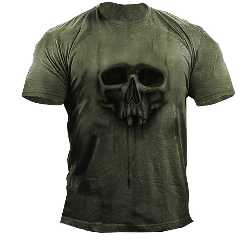 Skull Men Print Men's Chic Tactical Cotton T-shirt