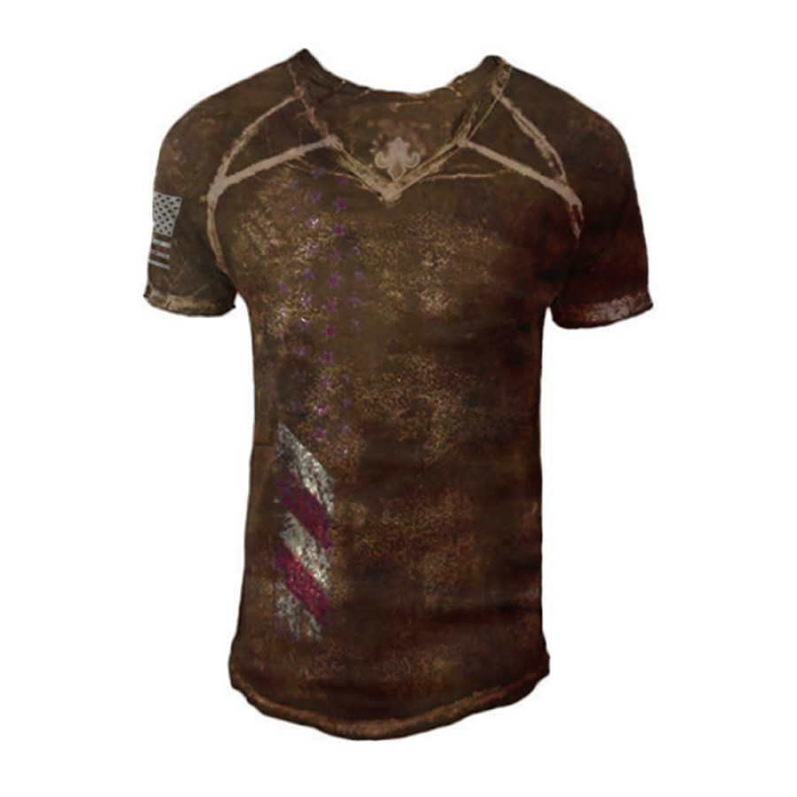

V-neck Pullover Print Short-sleeved T-shirt