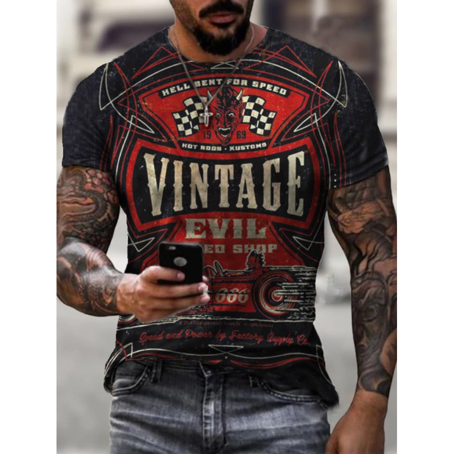 

Mens Speed Demon Motorcycle Print Fashion T-shirt