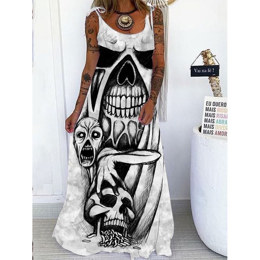 

Casual Skull Print Loose One-piece Dress
