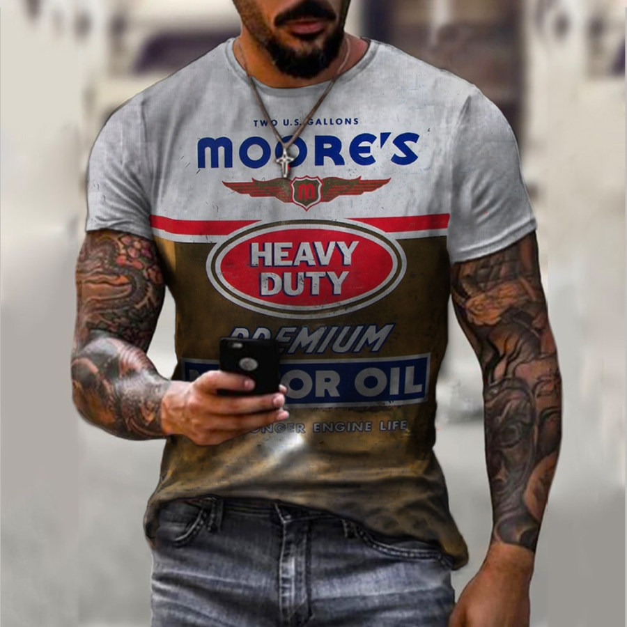 

Vintage Motor Oil Print T-shirt