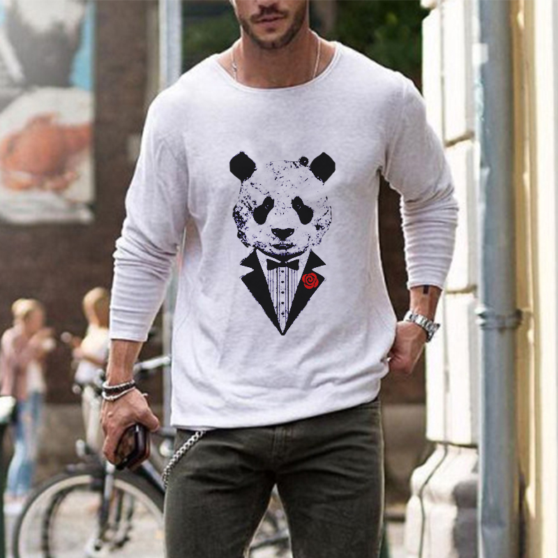 Mens Fashion Panda Print Chic Casual T-shirt