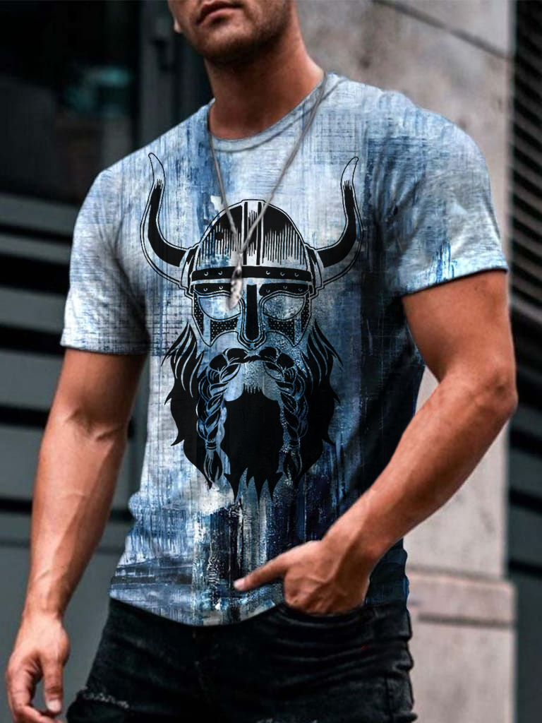 Viking Warrior Print Chic T-shirt