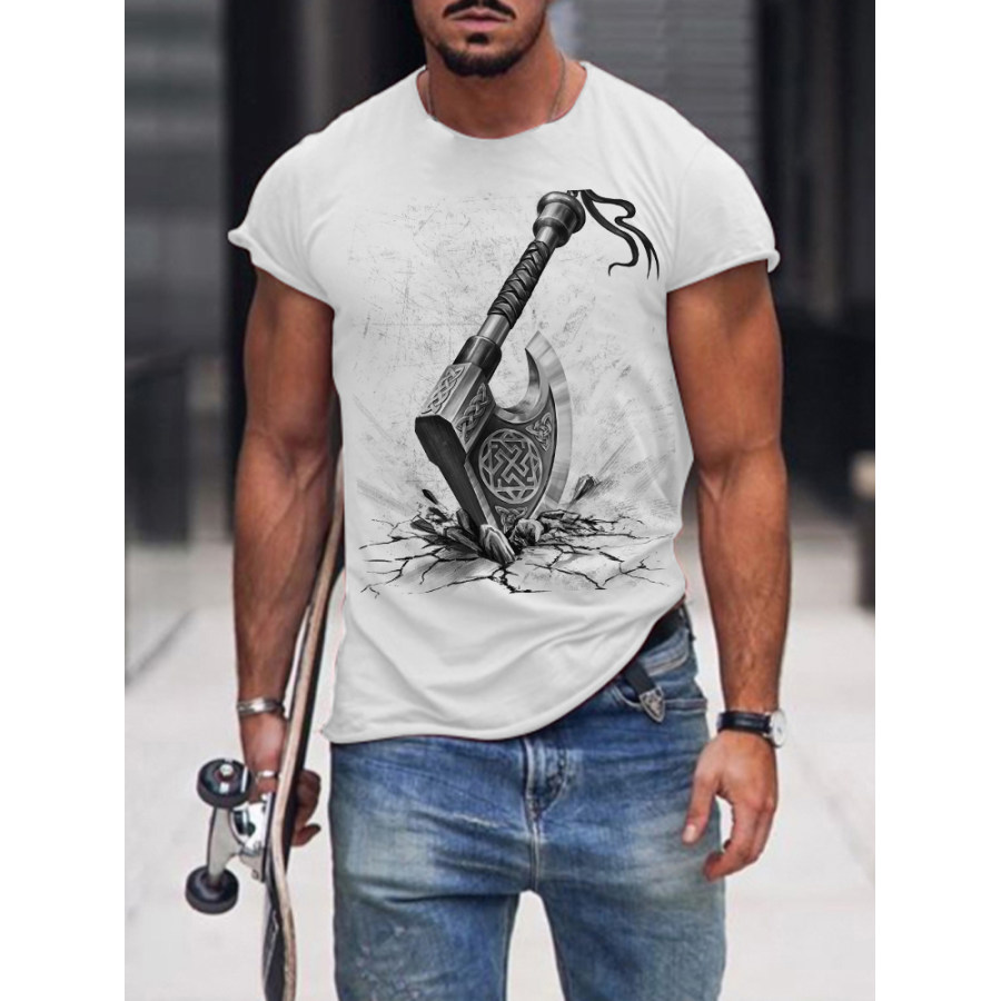 

Mens Viking Axe Print T-shirt
