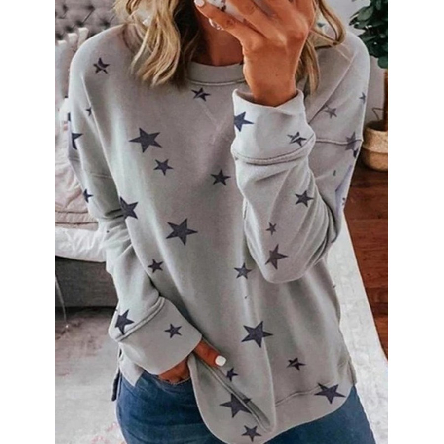

Fashion Star Print Stitching Sweater