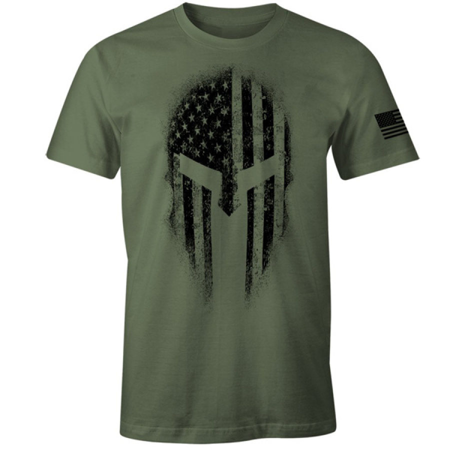 

USA American Spartan Patriotic Men's Cotton T-shirt