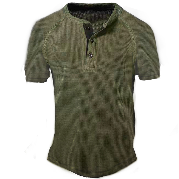 Men's Outdoor Henry Tactical Chic Waffle Short Sleeve T-shirt