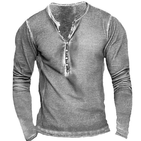 Men's Vintage Wash Tactical Casual Long Sleeve T-Shirt - Wayrates.com