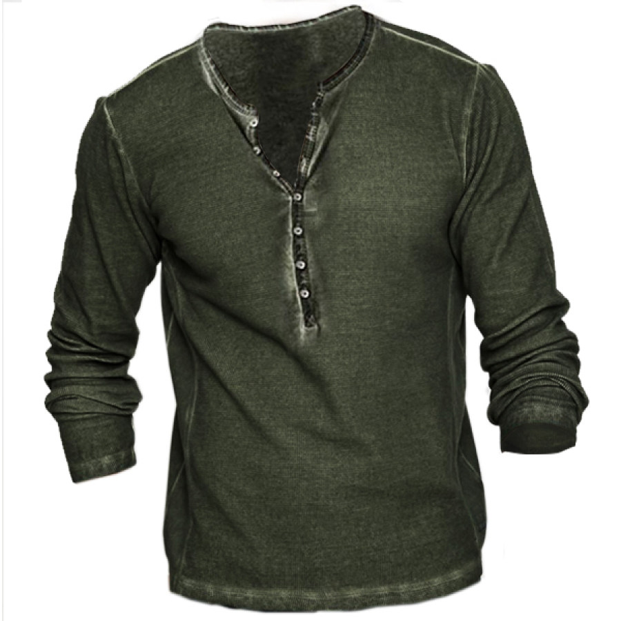 

Men's Vintage Wash Tactical Casual Long Sleeve T-Shirt