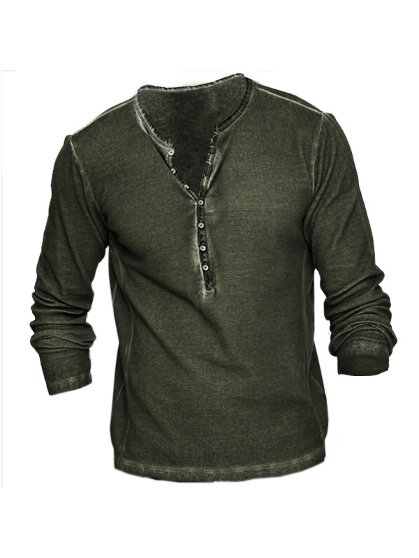 Men's Vintage Wash Tactical Casual Long Sleeve T-Shirt