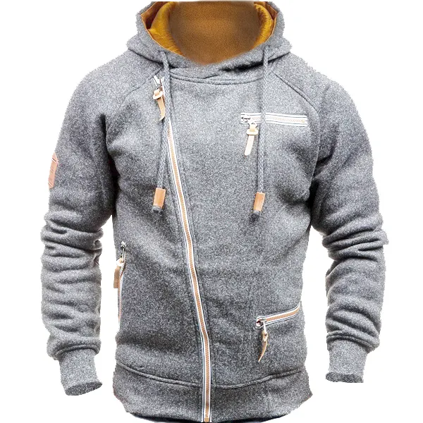 Men's Outdoor Fleece Warm Color Contrast Zipper Tactical Sweatshirt - Honeylop.chimpone.com 