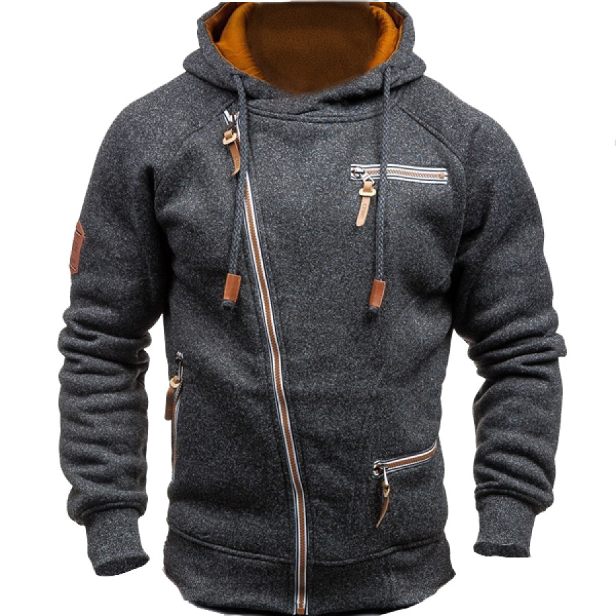 

Men's Outdoor Fleece Warm Color Contrast Zipper Tactical Sweatshirt