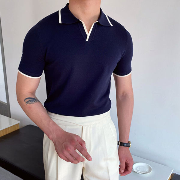 mens knitted polo top