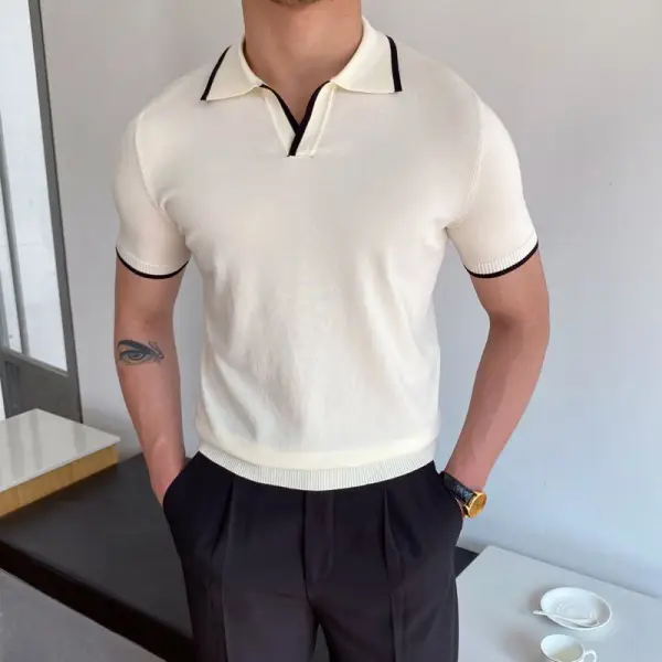 Mens Knitted Polo Top - Ootdyouth.com 