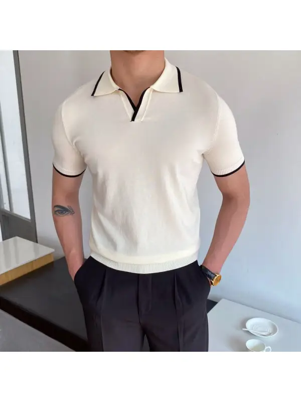 Mens Knitted Polo Top - Ootdmw.com 