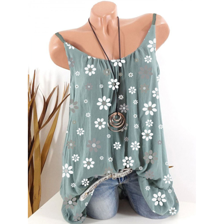 

Womens Round Neck Printed Sleeveless T-Shirt