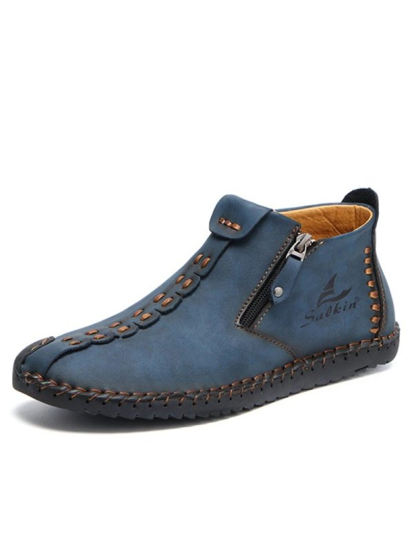 Men's Sailing Pattern Side Zipper Handmade Casual Outdoor Shoes