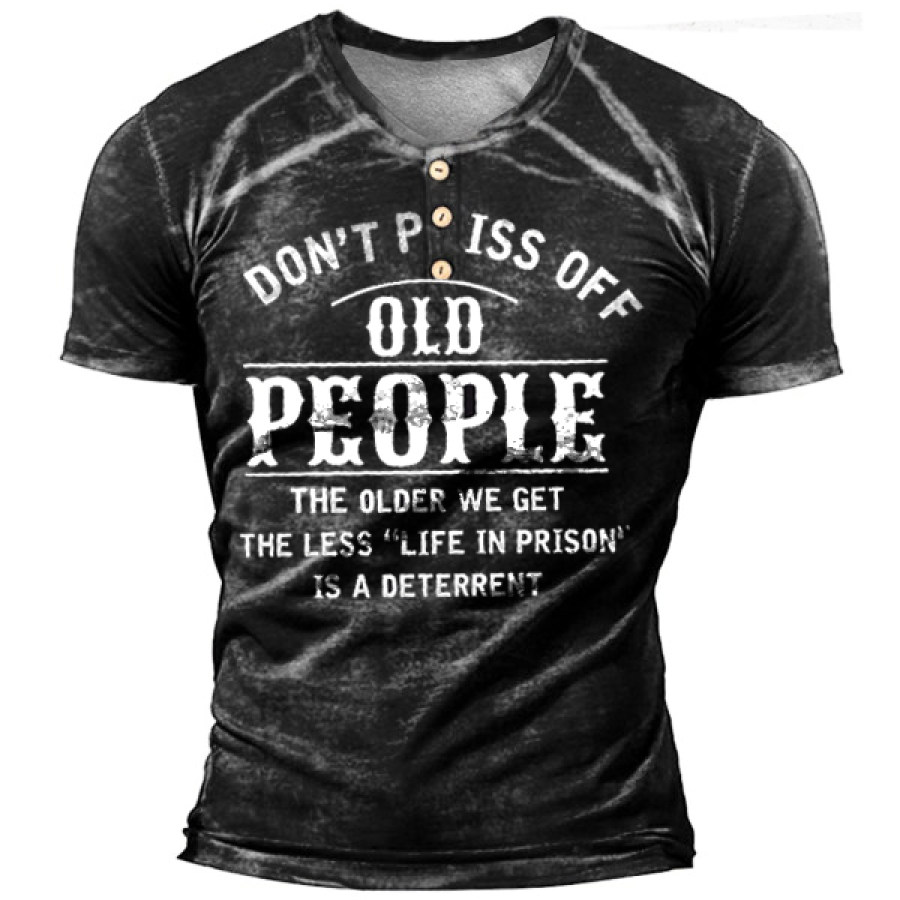 

Don't Piss Off Men's Henley Print Short Sleeve T-Shirt